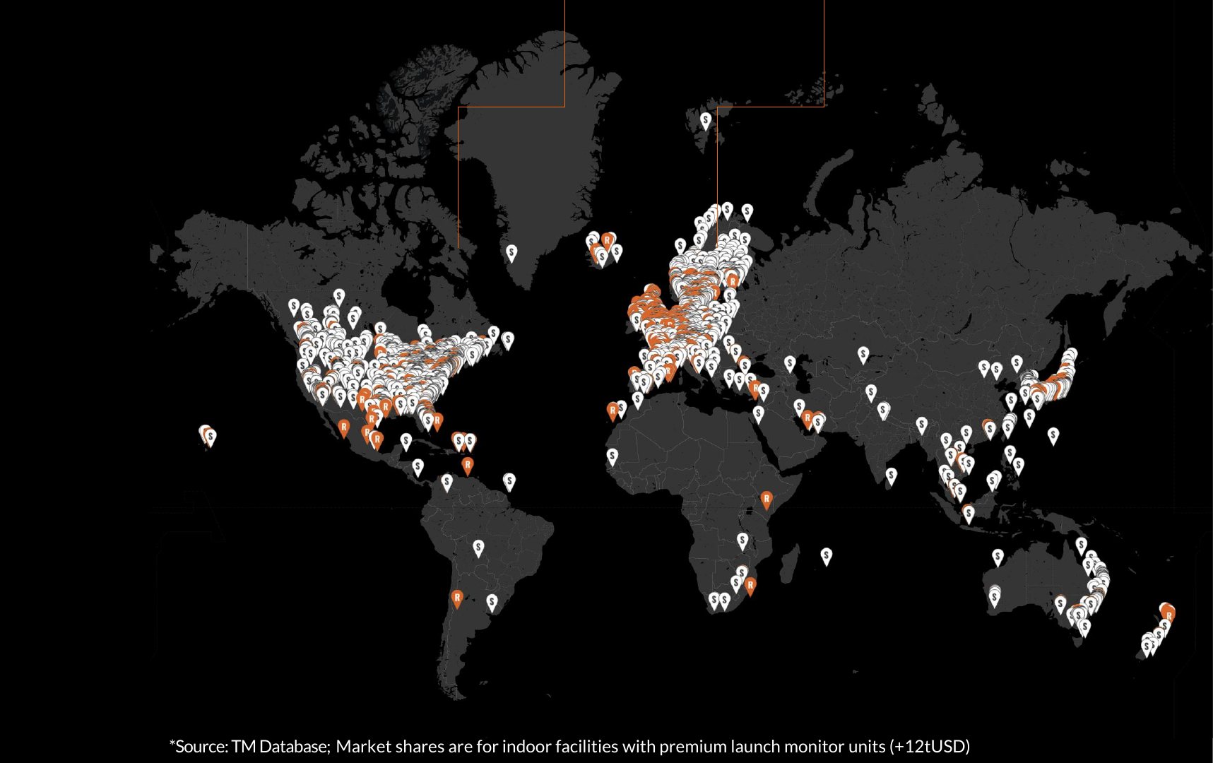 Trackman global footprint map