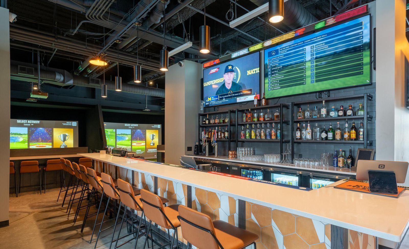 Bar and simulator bays
