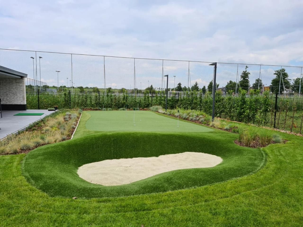 Practice green and bunker