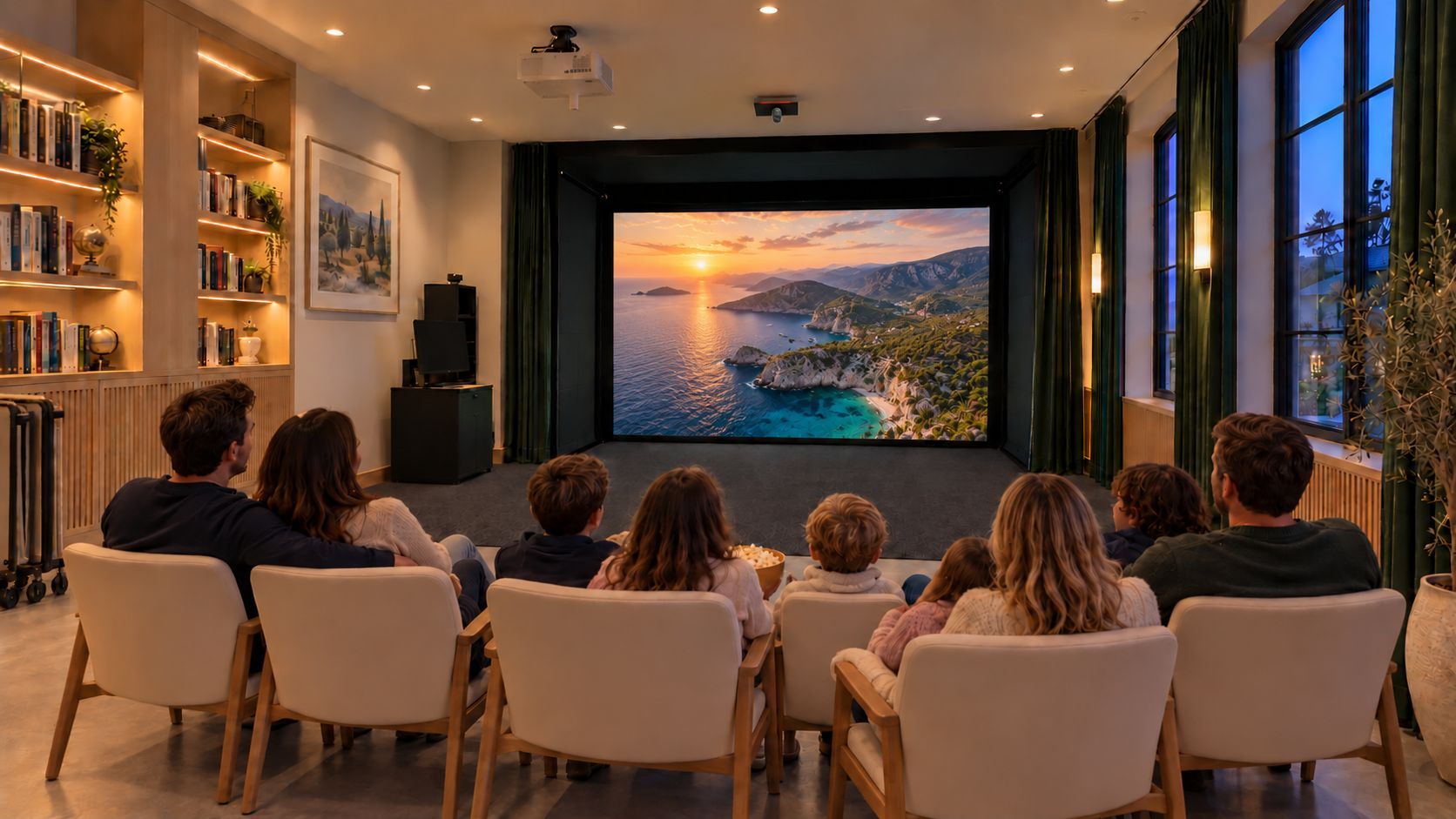 Same room set up for a family movie night