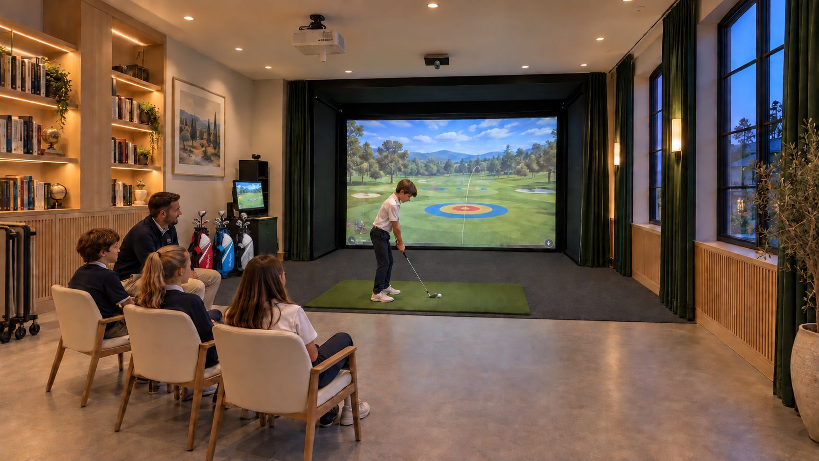 Simulator in use for golf