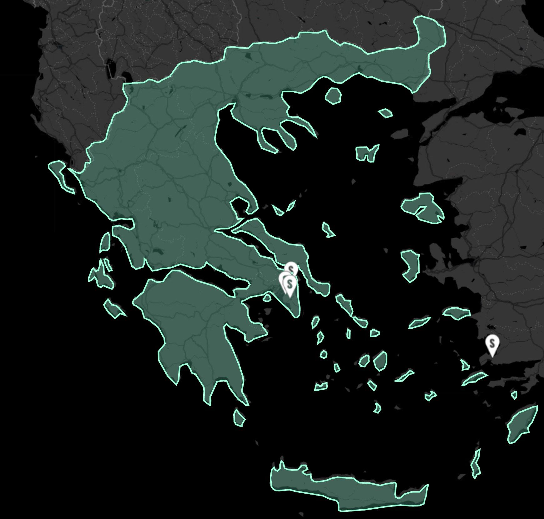 Greece map: only a handful of Trackman locations